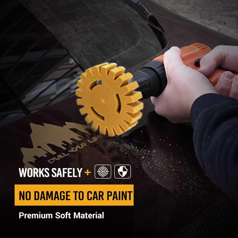 EWK 2 Pcs Serrated Decal Eraser Wheel, Rubber Remover Wheel for Drill, Ideal for Adhesives, Pinstripes, and Decals Removal - Image 3